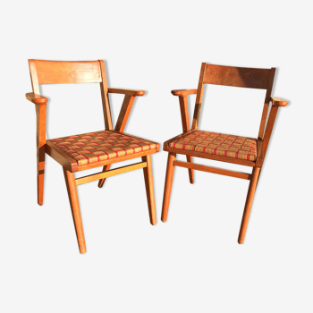 Paire de fauteuils scandinave bois années 60