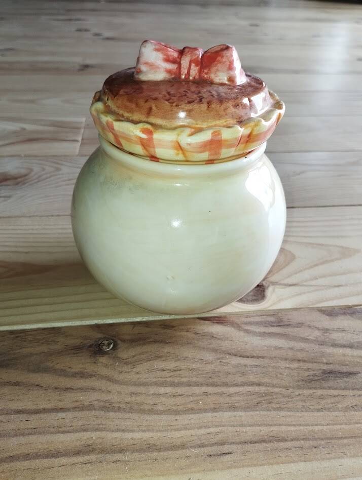 Vintage garlic pot in ceramic majolica – 1950s