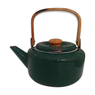 Teapot green enamelled steel