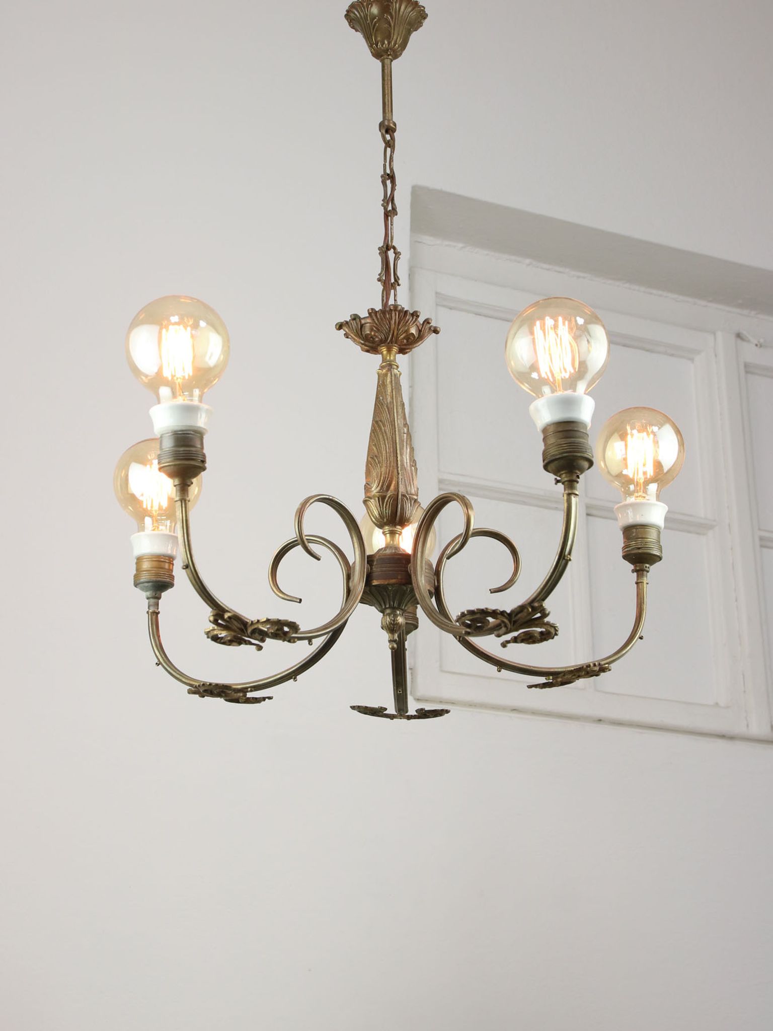 Lustre en laiton Art-déco, années 1930