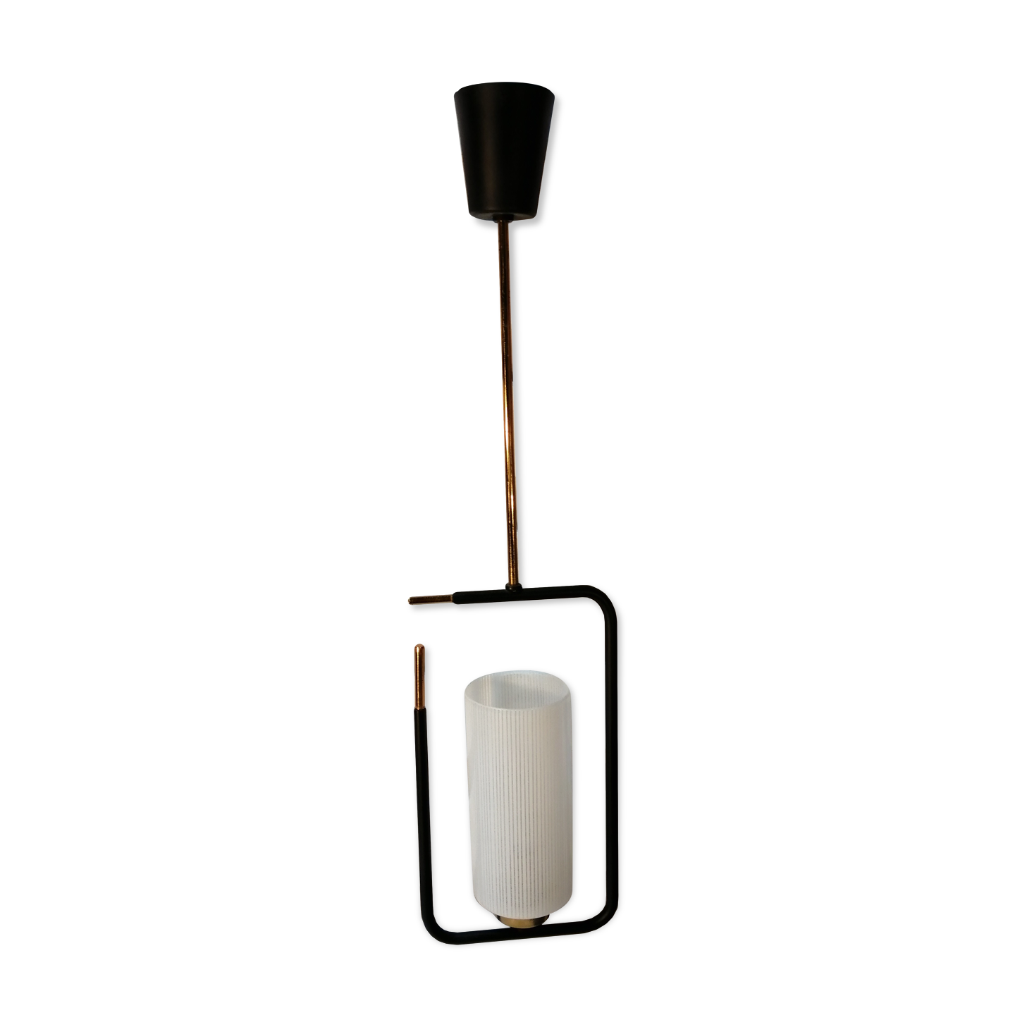Suspension vintage Arlus noire et laiton doré