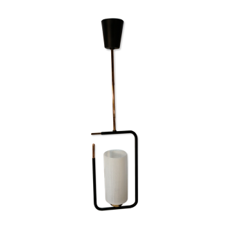 Vintage Arlus black and golden brass pendant lamp