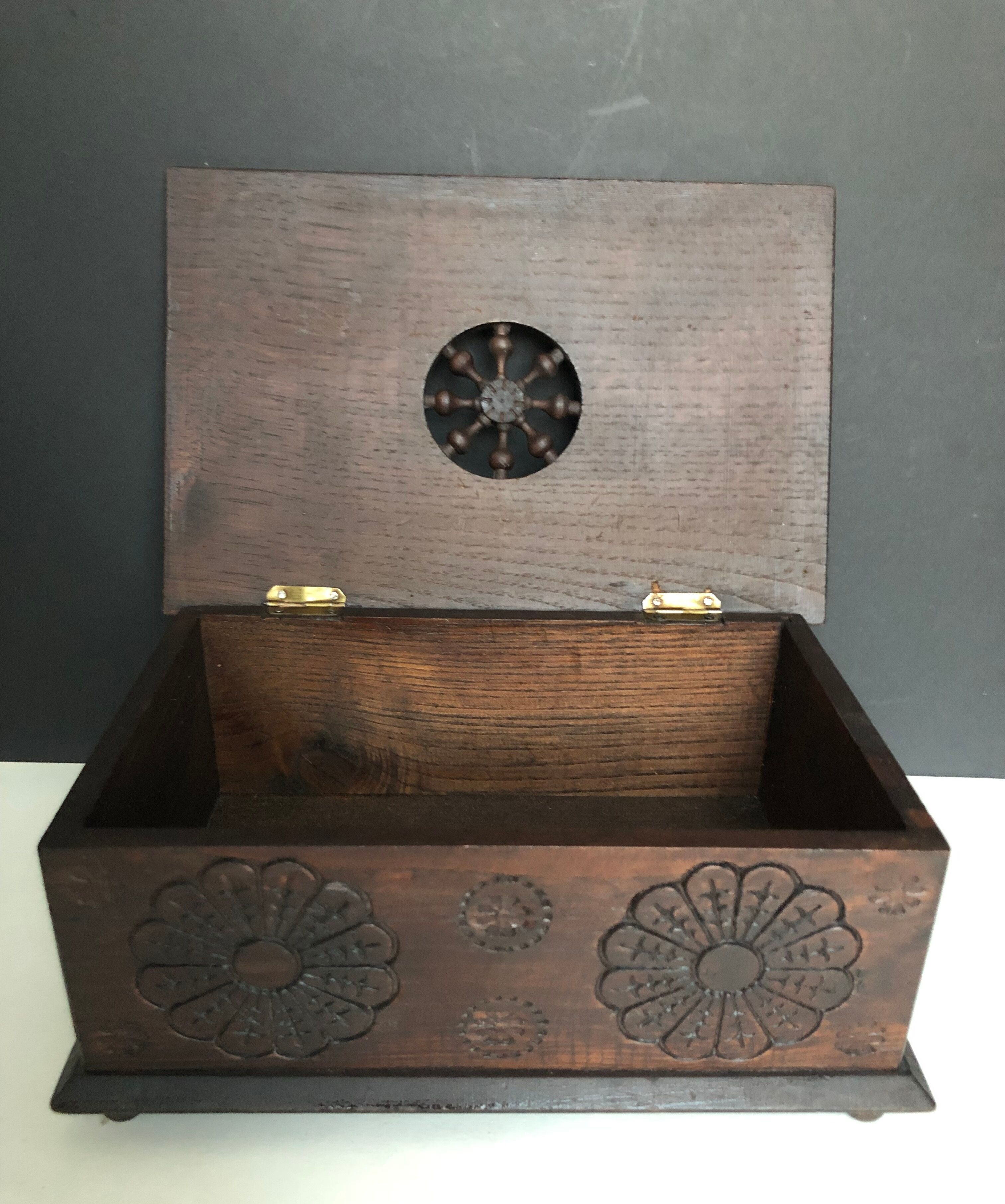 Carved wooden box