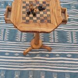 Table d'échecs, avec tiroirs jeu d'échecs rustique en bois d'olivier