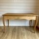 Vintage light wood desk with 3 drawers in Louis Philippe style, chic country.