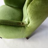 Fauteuil danois en velours vert, années 1950
