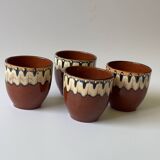 4 tasses à café en terre cuite émaillée