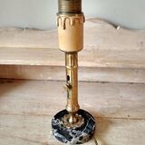 Table lamp with brass candle holder and marble base