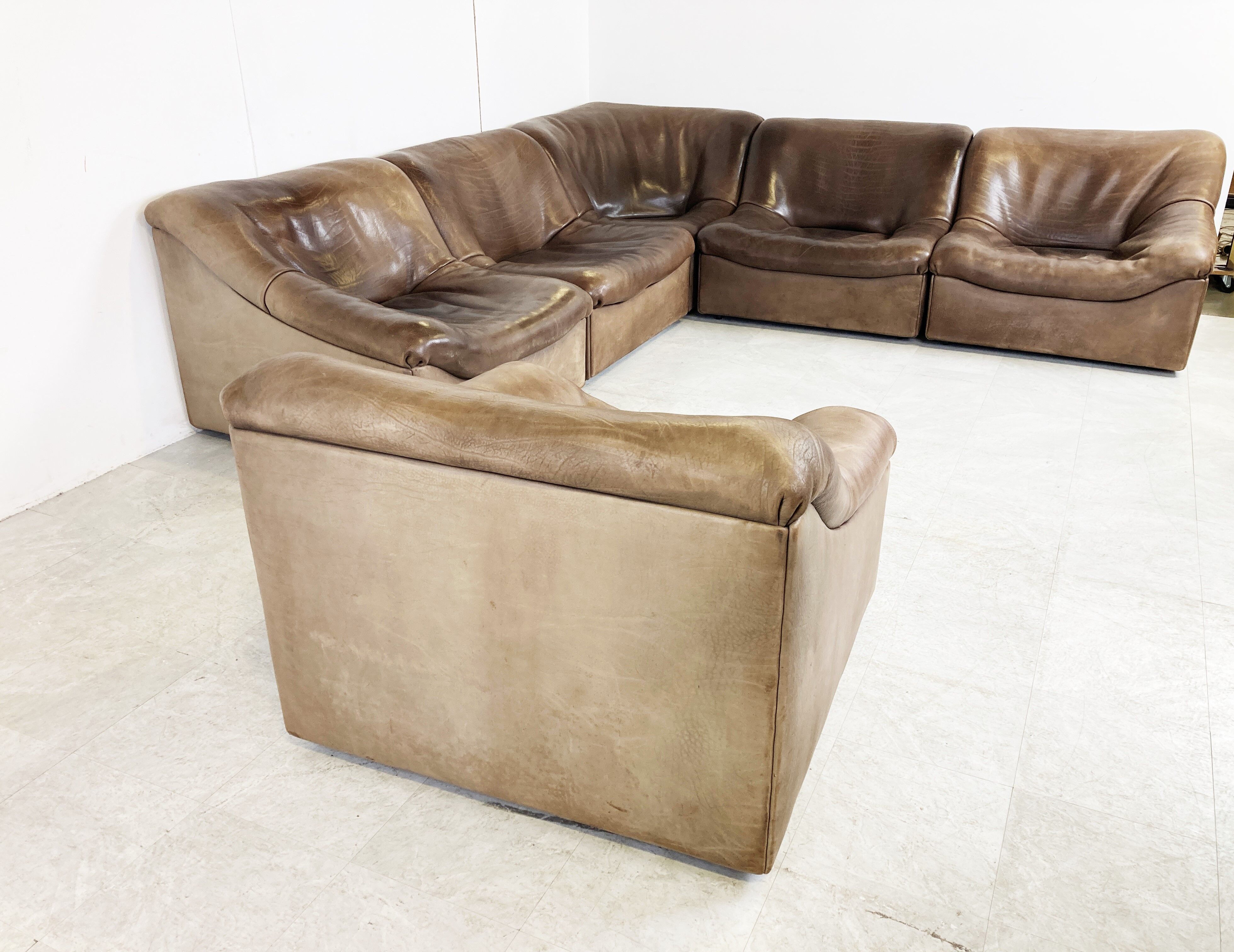 Vintage leather DS46 modular sofa by De Sede, 1970s