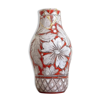 Large Fratelli Fanciullacci Sgraffito Ceramic Vase, Restored Kintsugi-Style