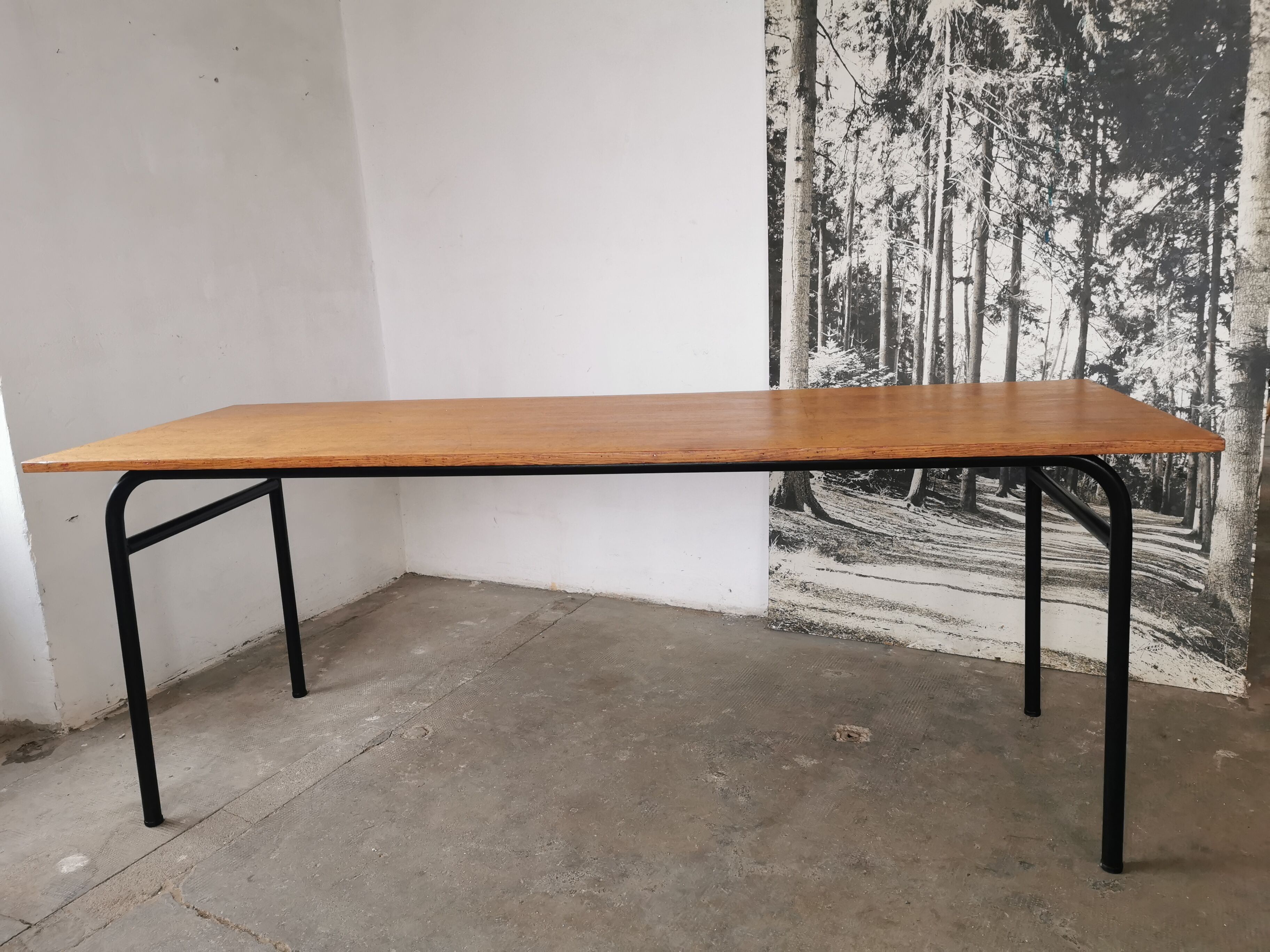 Refectory table Mullca metal and wood 1960