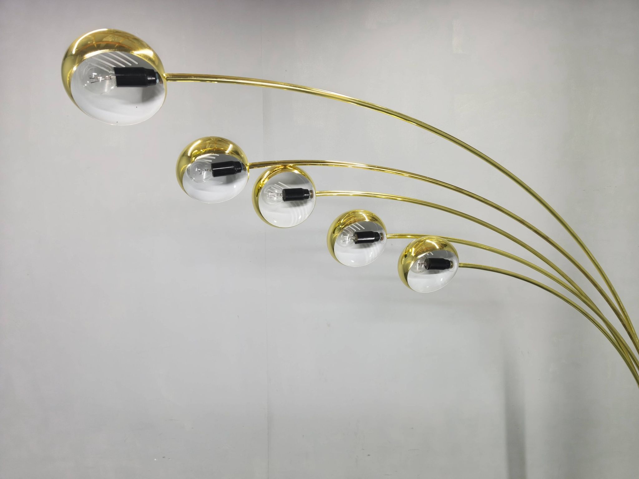 Danish Arc Floor Lamp by Bilka Brass Marble, 1970s