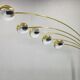 Lampe de sol Arc Danoise par Bilka en laiton et marbre, années 1970