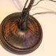 Carved wooden chandelier patinated brown, 3 arms of light