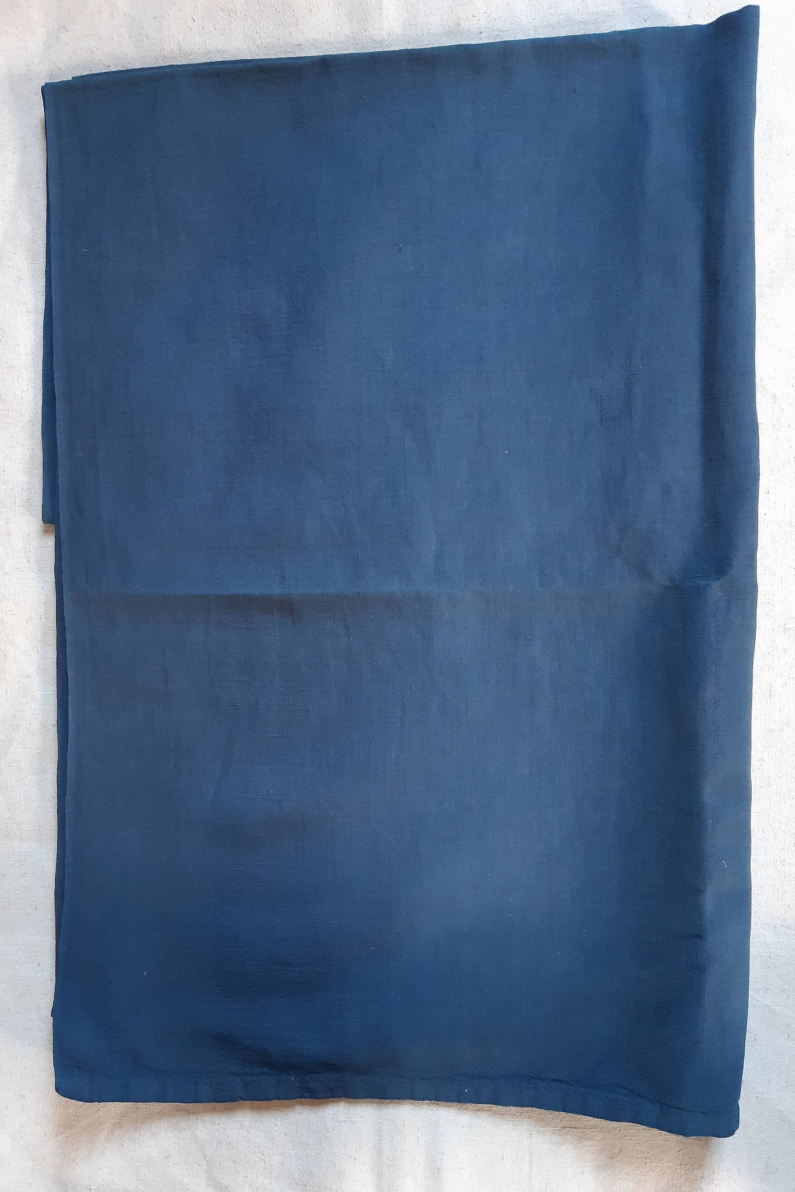 Long linen cotton tablecloth dyed in indigo