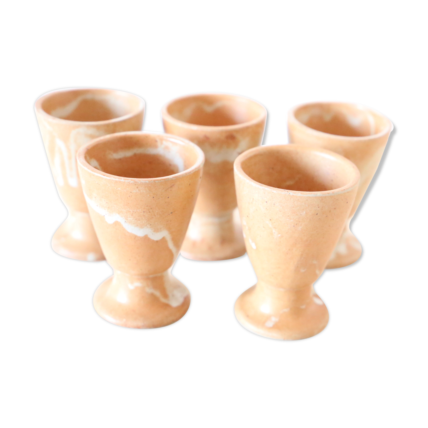 Set of 5 glasses on foot in sandstone, vintage