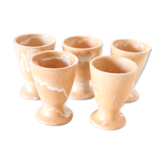 Set of 5 glasses on foot in sandstone, vintage