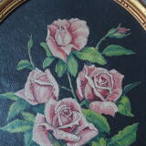 Oil on oval panel bouquet of roses