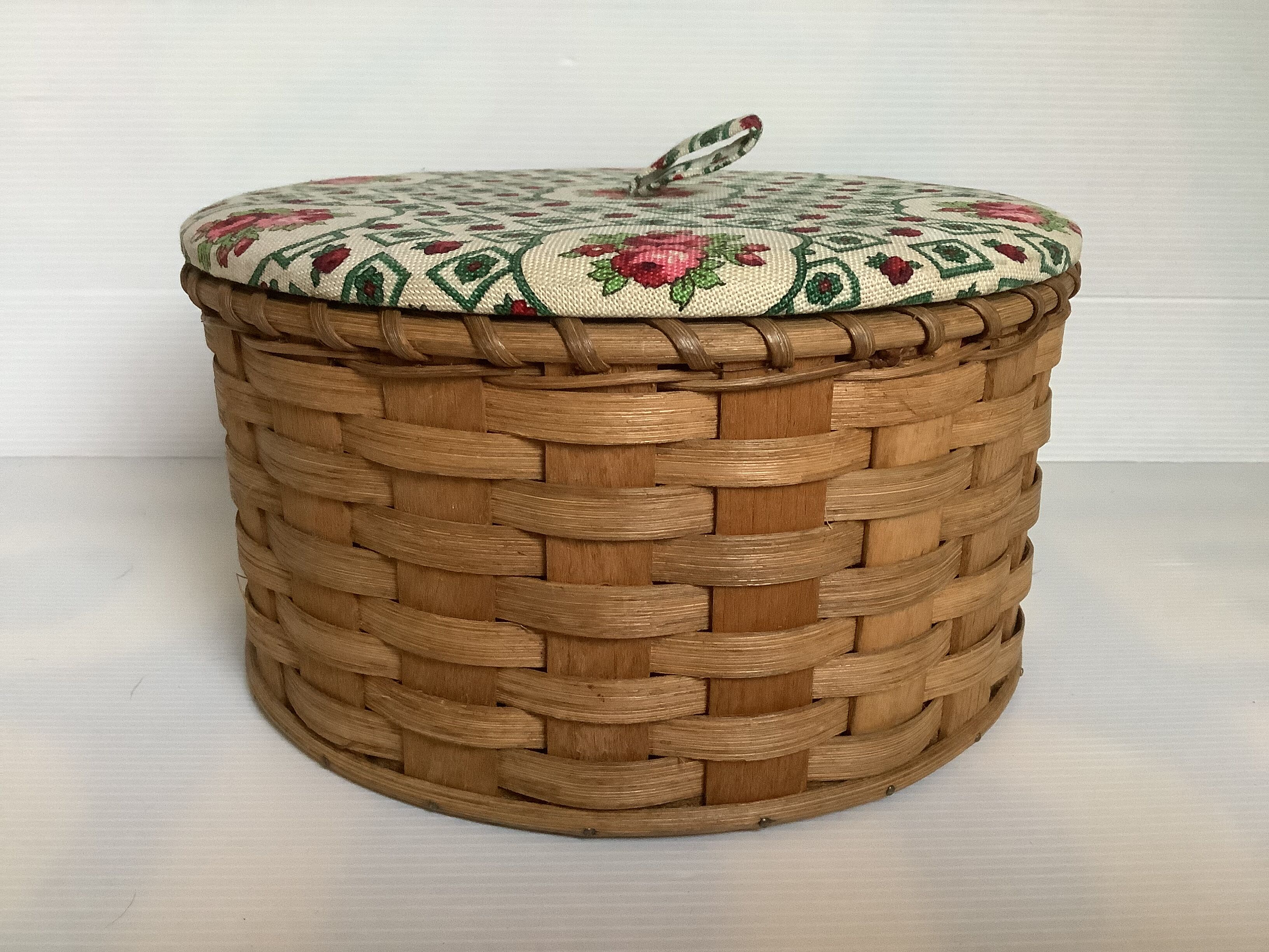 Old rattan wicker sewing box