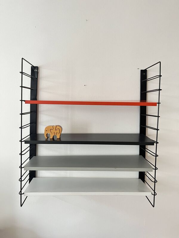 Étagère murale en métal Tomado De Stijl vintage originale (5 étagères), milieu du siècle