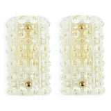 Pair Mid Century Scandinavian Glass & Brass Wall Lamps - C.Fagerlund, 1960s