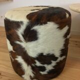 Pouf and cow cushion, leather