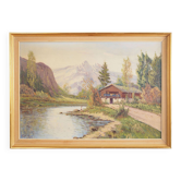 Painting „The Chalet at the Mountain Stream”, Scandinavian design, 1970s