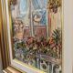 Mid-Century Modern Swedish "Balcony Garden" Vintage Oil Painting, Framed