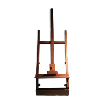Painter's easel with varnished wooden box, very good condition.