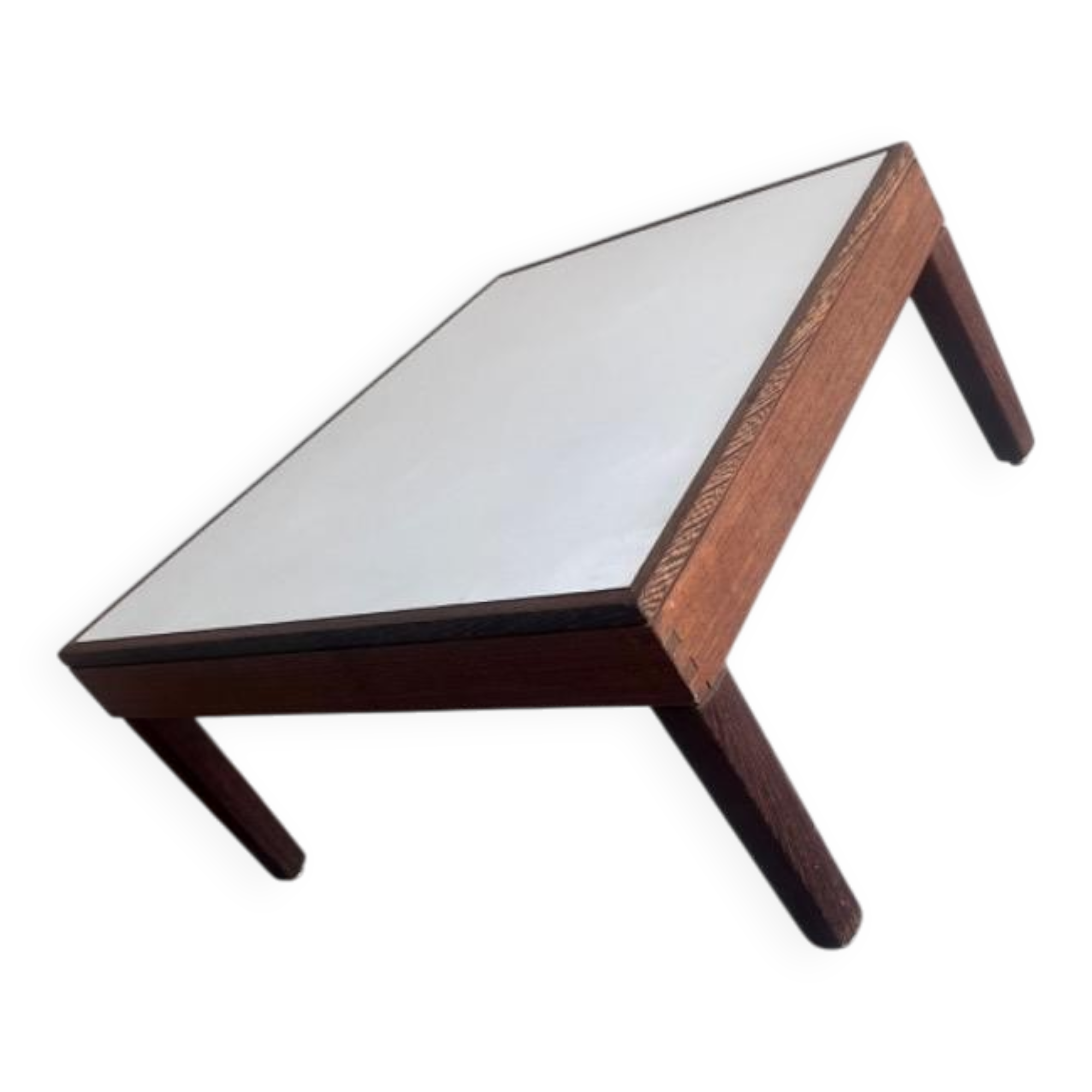 Mid-Century Warm Brown Wood Low Side Table with Sleek Profile (1950s–60s)