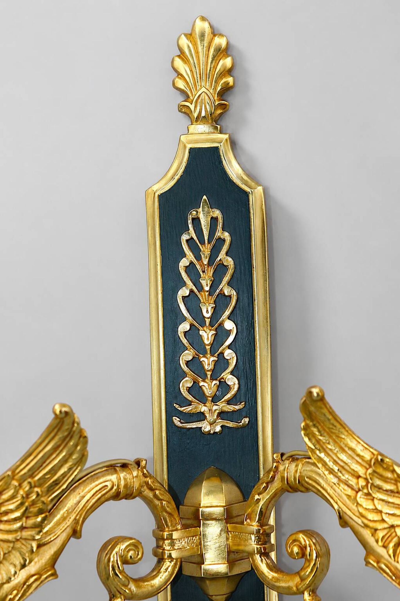 Pair of Gilded Bronze Wall Lights in Empire Style with Two Lights by Lucien Gau