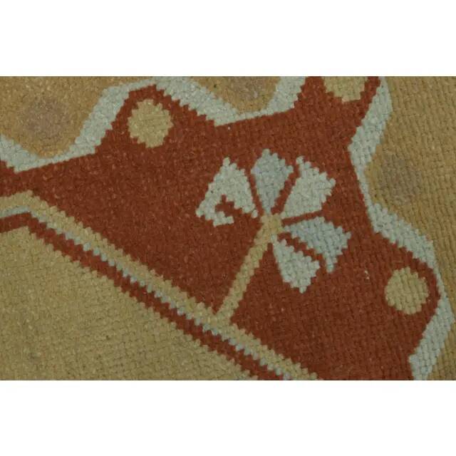 1970s Vintage Turkish Oushak Handmade Wool Cotton Orange Area Rug  116x178
