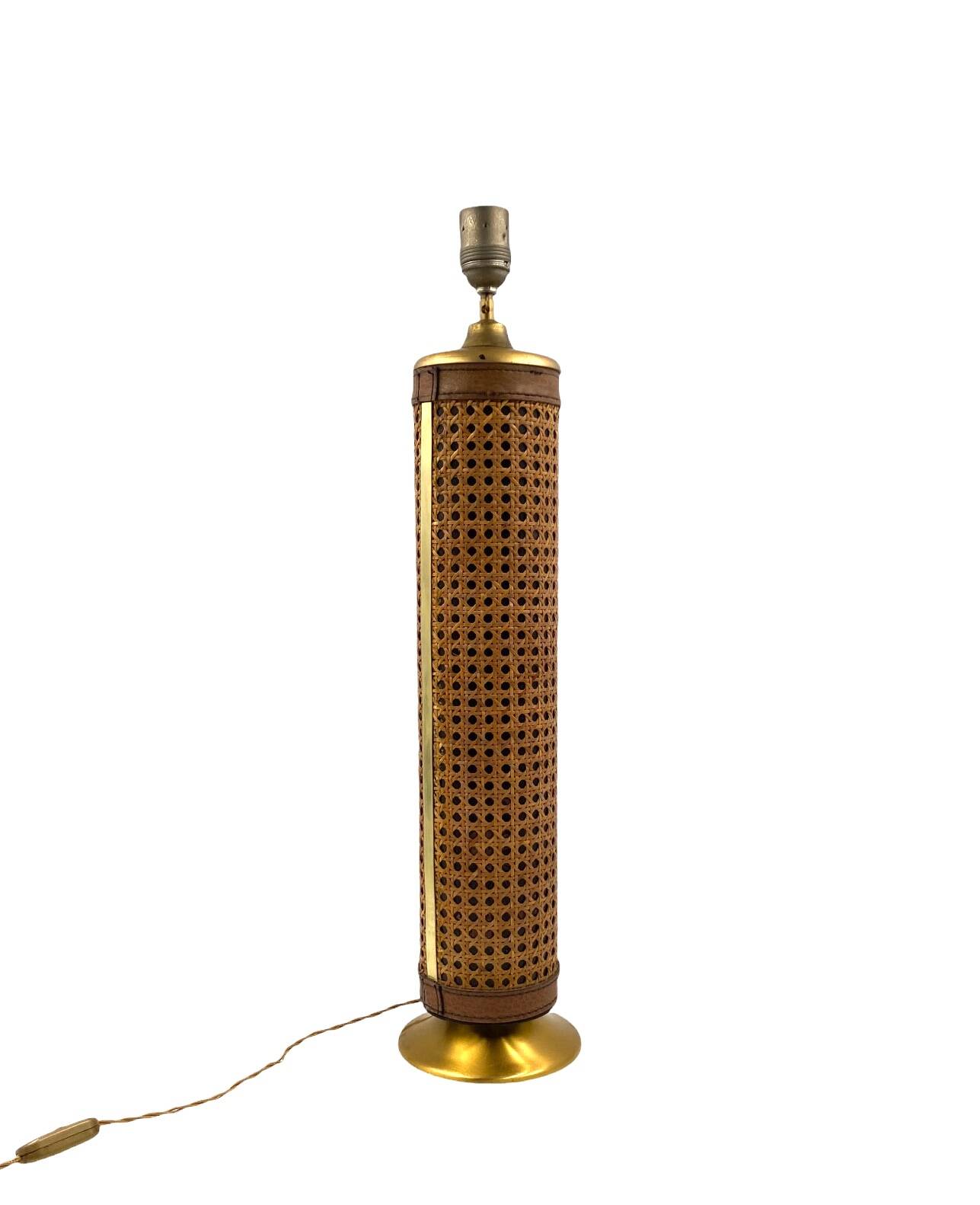 Hollywood regency brass and Vienna straw lamp base, Italy 1970's