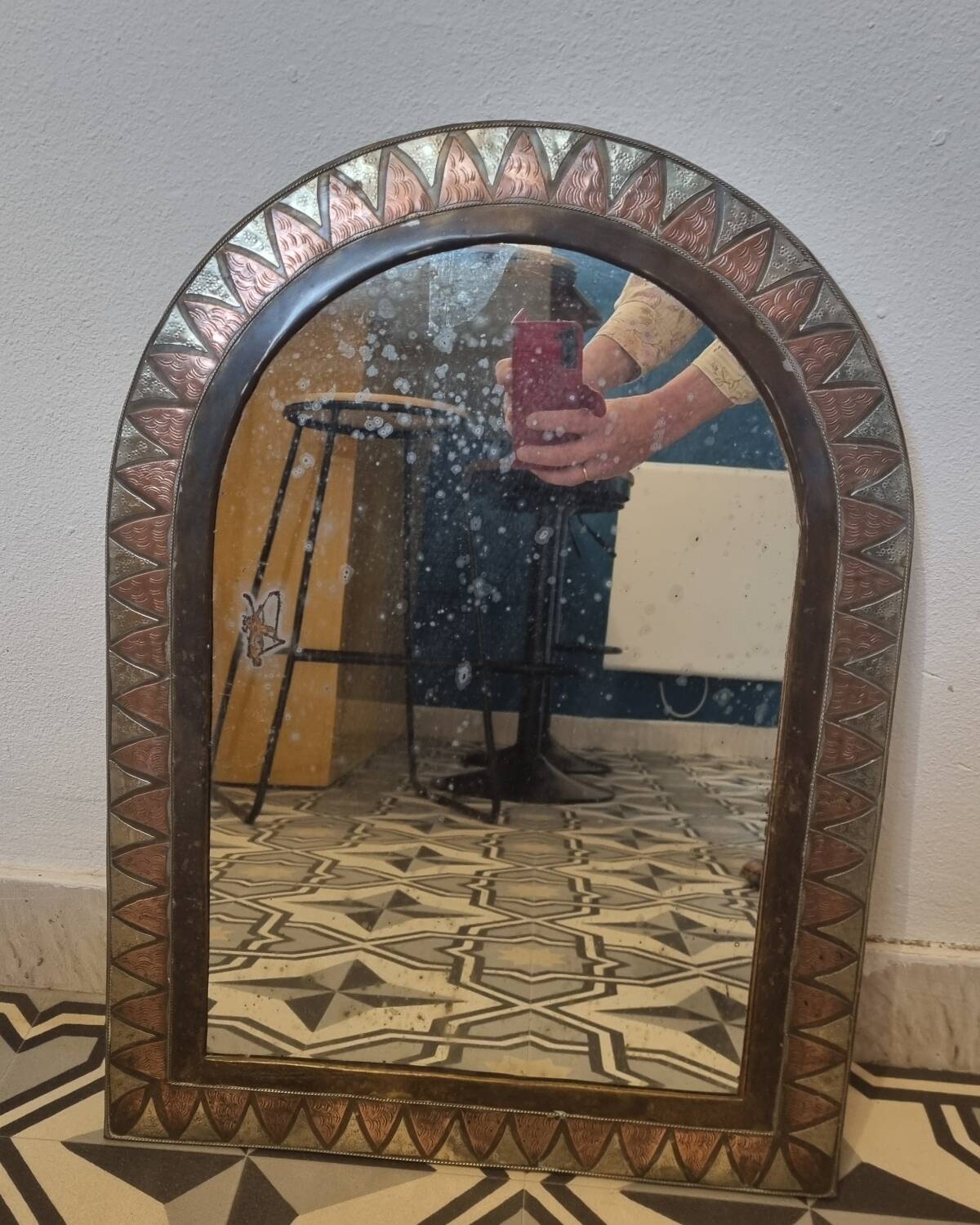 Copper mirror, Morocco from 1970 (59x43cm)