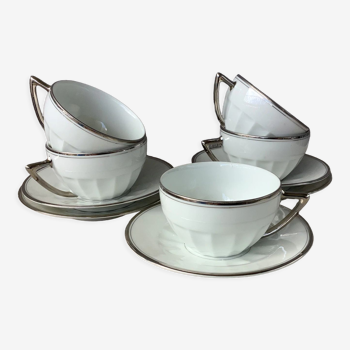 Tasses en porcelaine de Sologne Lamotte art déco