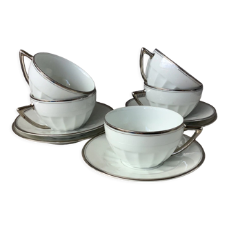 Tasses en porcelaine de Sologne Lamotte art déco