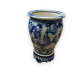Cache pot vietnamien en porcelaine blanche et bleue