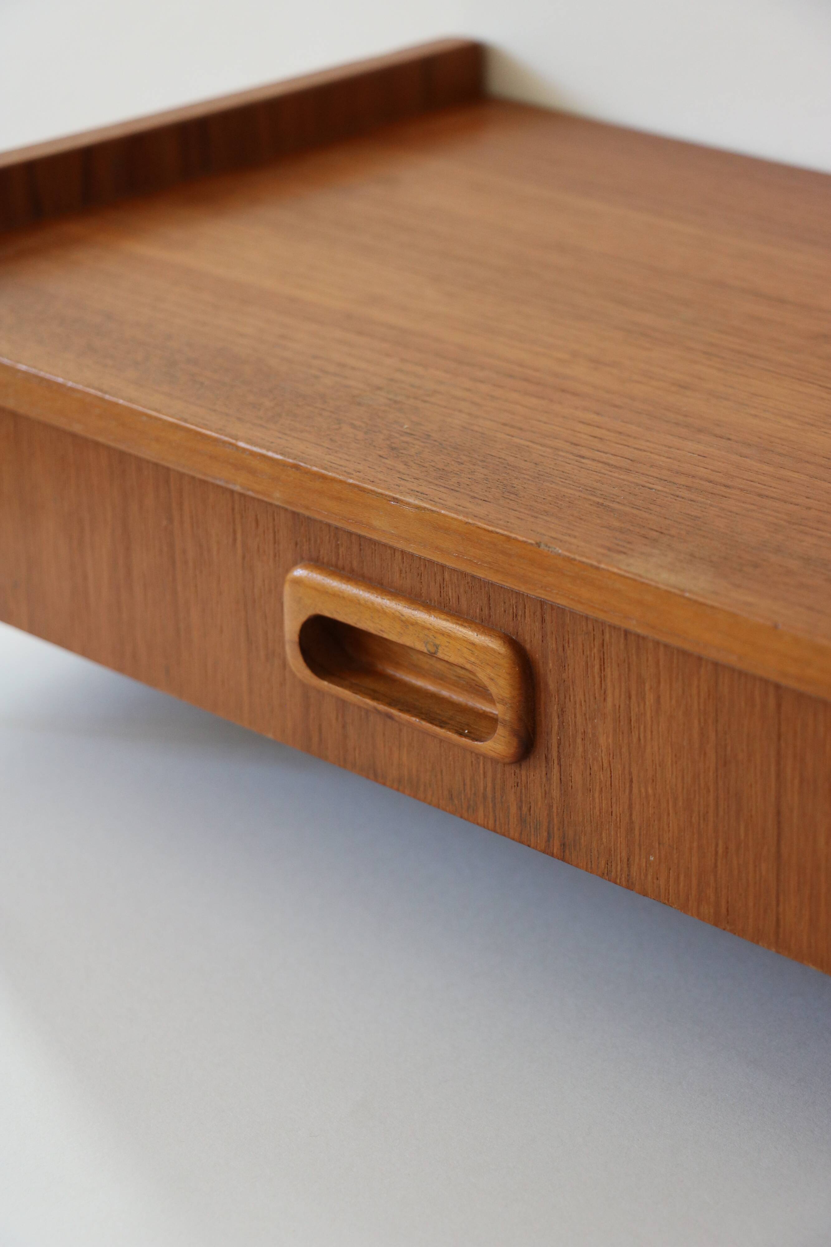 Wall shelf, Scandinavian teak wall bedside table, 1960
