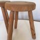 Pair of tripod stools of farm in raw Elm