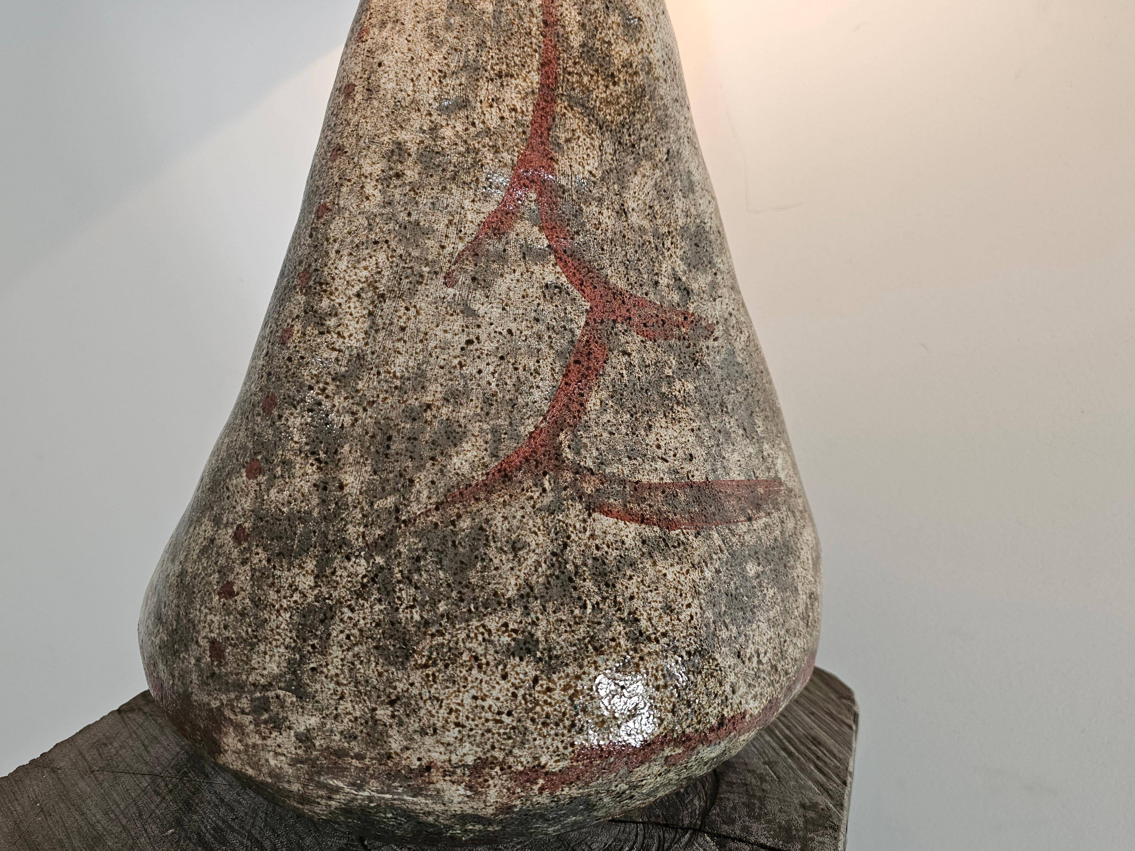 Hand-painted ceramic table lamp in Japanese style, 1970.