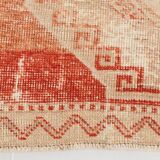 Tapis Couloir Vintage Turc, Rouge, Marron Fané & Crème Géométrique, 85x300