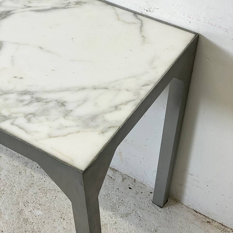 Metal and Carrara marble console