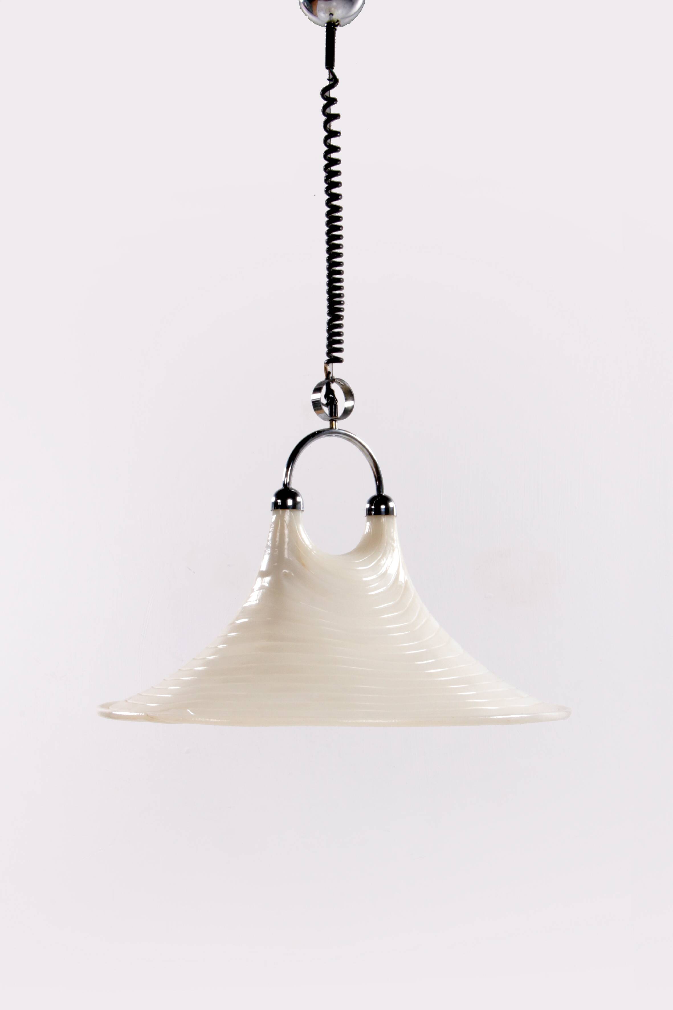 Vintage Space Age White hanging lamp Cristallux Germany 70