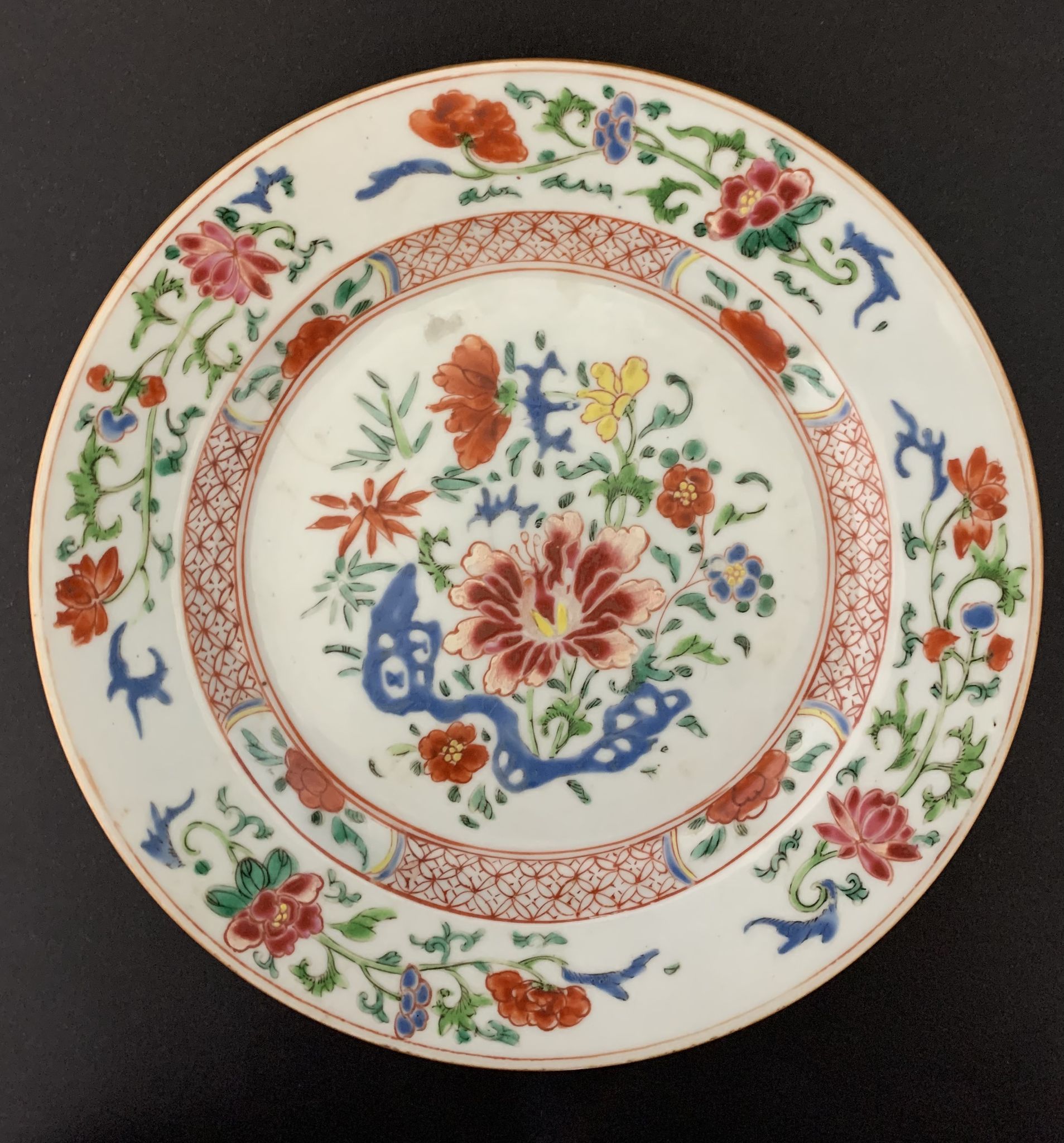 Chinese plate in porcelain pink family, late eighteenth century