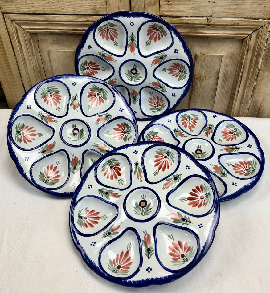 4 assiettes à huîtres Henriot Quimper | Selency