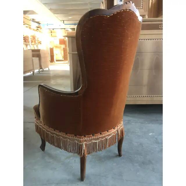 Late 20th-Century Dralon Velvet Upholstered Walnut Armchair