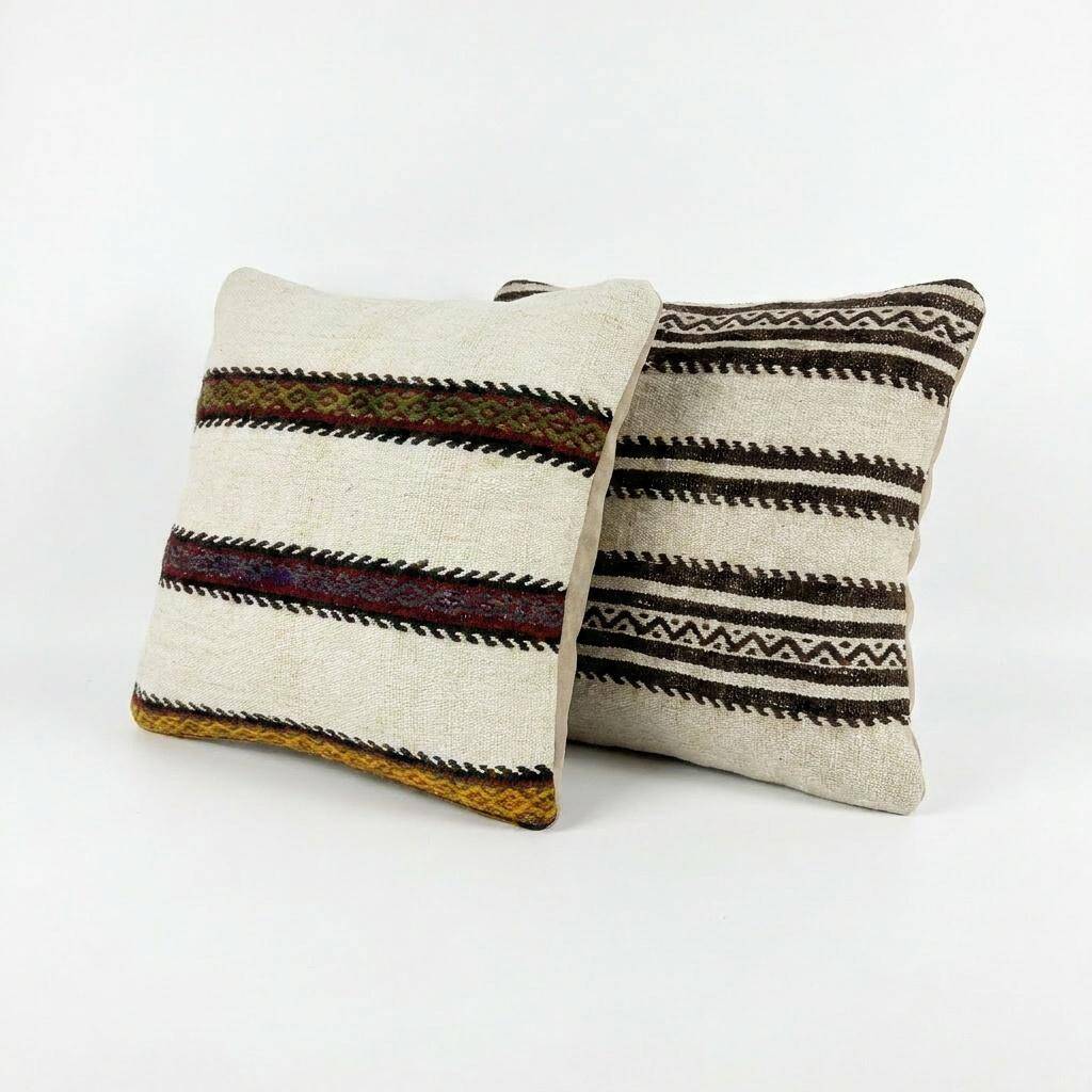 Lot de 2 housses de coussin kilim vintage 51x51 cm