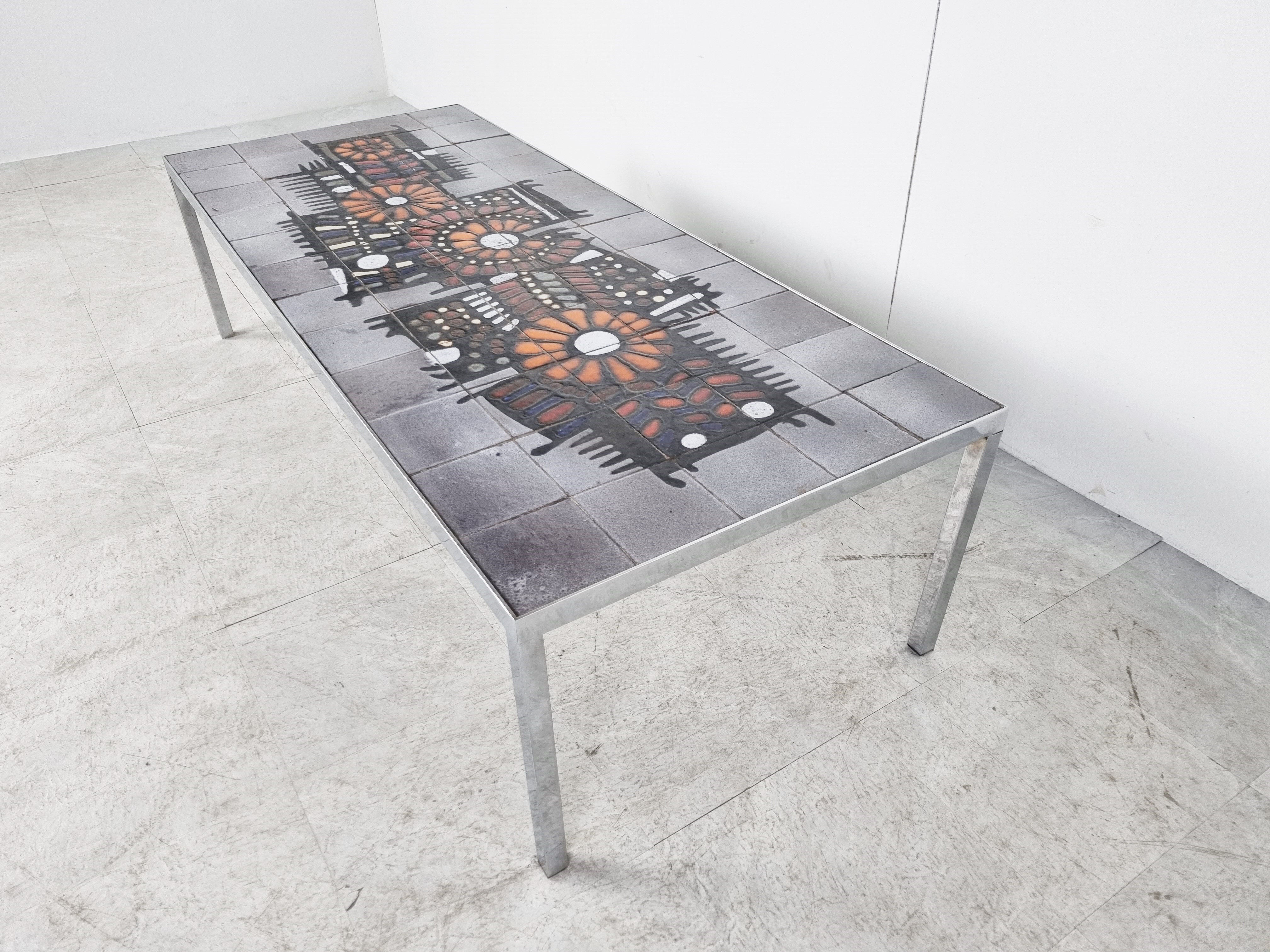 Vintage ceramic coffee table by Perignem, 1960s