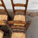 6 solid wood and straw chairs with high farmhouse-style backs