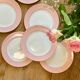 Set of 7 flat plates vintage pink L'Amandinoise